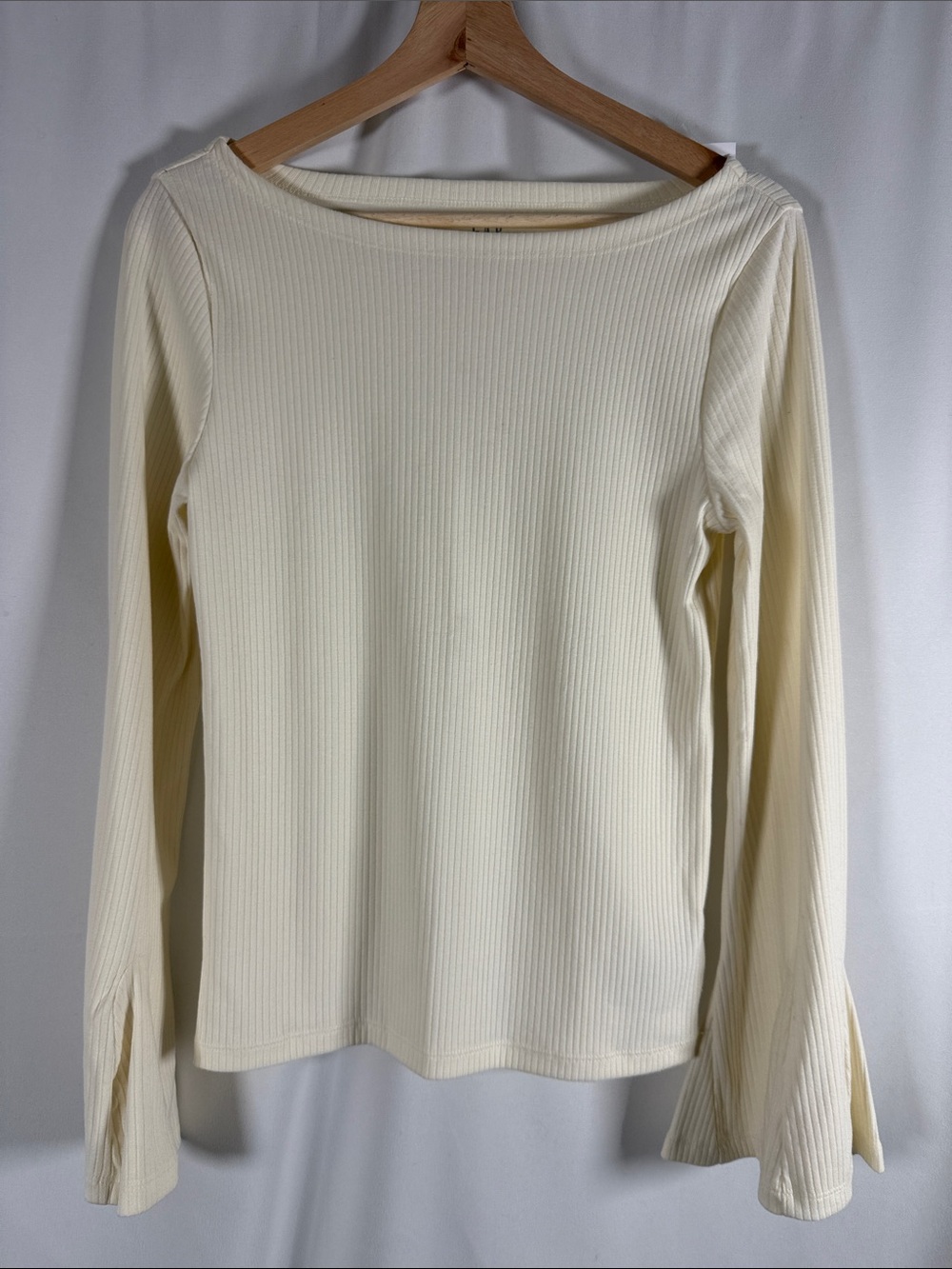 GAP Cream Ribbed Long Sleeve Top